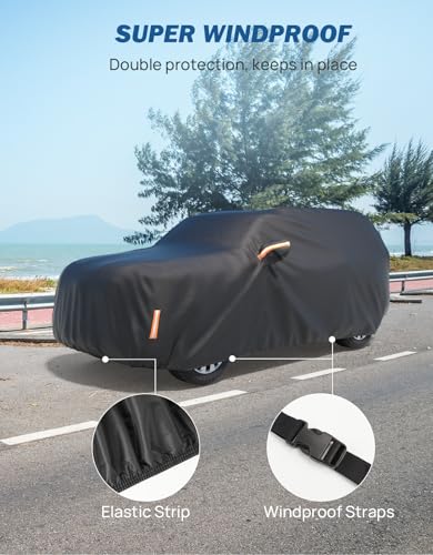 Image of JOYTUTUS Car Cover for SUV Length from 190 inch to 201 inch, Cotton Inner Outdoor Waterproof All Weather Protection Fit for Land Cruiser, Prado, Lexus LX, 4Runner, Rav4, Highlander, CR-V