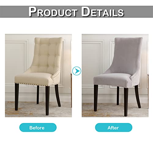 Btto Velvet Wingback Side Chair Cover，Stretch Washable Slipcover Armchair Protector,Seat Cover For Dining Room Banquet Home Decoration (Green) #TOP5