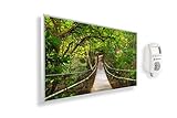 Könighaus Infrarotheizung – Bildmotiv – TÜV/GS - 1200 Watt + Smart Thermostat + Könighaus APP - Weißer Rahmen (05. Dschungelbrücke)