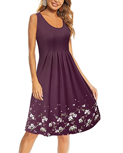 Image of KILIG Women Soft Casual Beach Sundress Floral Pleated Vintage Tank Dress 2026