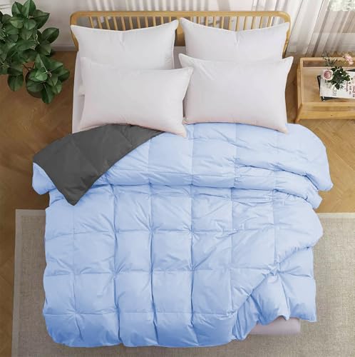 Image of Fluffy 600 GSM Winter Comforter Double Bed Size 90 inchX100 inch - 600 GSM Heavy Winter Quilt Microfiber Rajai /Duvet /Blanket Super Soft Double Bed - Sky Blue /Dark Gray Color