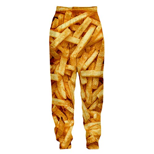 Surwin Unisex Jogger Hosen Herren Damen Trainingshose 3D Pommes Bedruckte Slim Fit Hose Jogginghose Hip Hop Streetwear Sporthose Baggy Kordelzug Freizeithosen Plus Size (Pommes Frites 5,XXL) Cover
