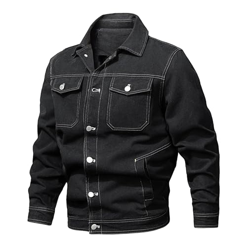 Jeans veste multi-poches homme col roulé style casual militaire