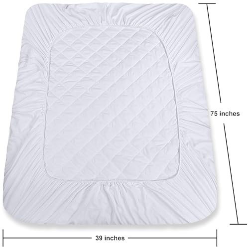 Utopia Bedding Quilted Fitted Mattress Pad, Twin Size, Elastic Fitted Mattress Topper Protector and Cover Stretches up to 16 Inches Deep, Machine Washable (White, Pack of 10)