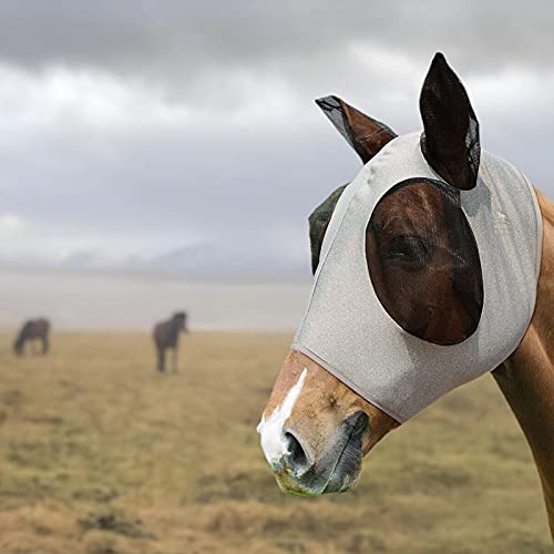 Tinello 1 máscara de mosca de cavalo com proteção contra orelhas, proteção contra raios UV, máscara