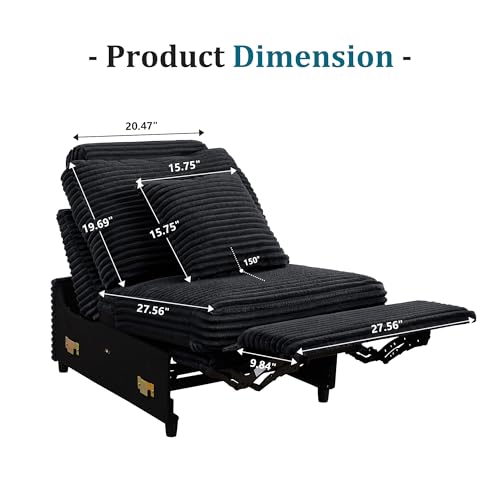 Image of RARZOE Modular Sofa Power Recliner Module, Corduroy Power Reclining Chair for Living Room Modular Sectional Sofa Couch,Black