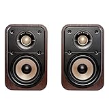 Polk Signature Elite ES10 Surround Loudspeaker - Hi-Res Audio Certified, Dolby Atmos & DTS:X Compatible, 1' Tweeter & 4' Woofer, Power Port Technology for Effortless Bass (Pair, Contemporary Walnut)