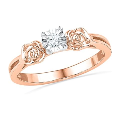 DGOLD 10KT Pink Gold Round Diamond Promise Ring (0.04 CTTW) Cover