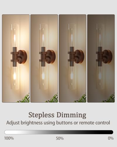 Image of Rayogale Walnut Wireless Battery Operated Wall Sconces with Remote Control
