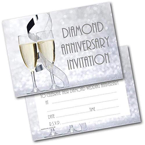doodlecards Diamond Wedding Anniversary Invitations 60th Pack of 20 Invites and Envelopes