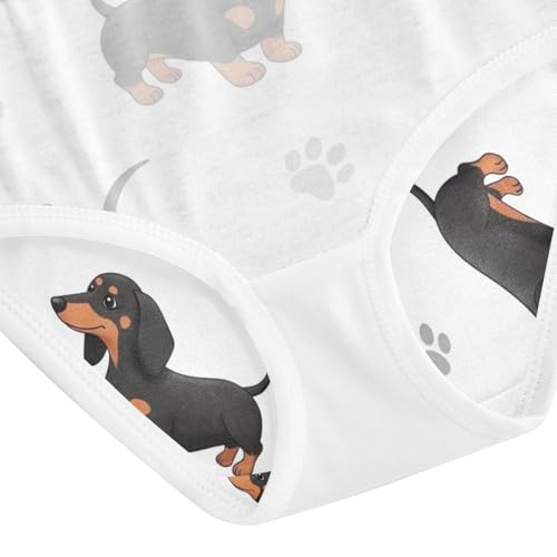 Cute Black Tan Dachshund Dogs Underwear for Girls, Toddler Briefs, Cotton Girls Underwear, 2–8 Years4