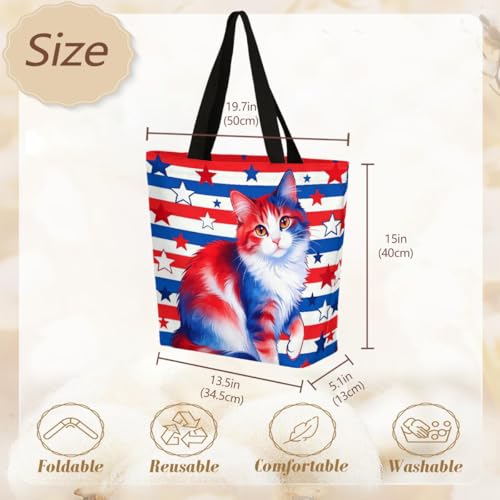 Bolso Tote Patriótico de Lona con Cremallera para Mujer miniatura 4