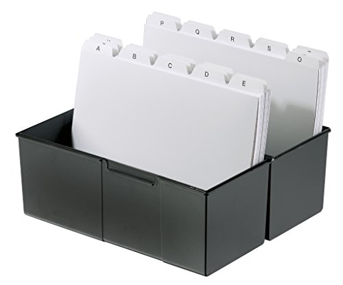 HAN Karteibox DIN A5 quer – innovatives, attraktives Design für 500 Karteikarten mit Stahlscharnier und Schnappverschluss, schwarz, 975-13, 1 STÜCK