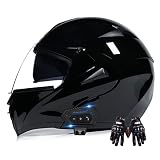 ▶ Casco de motocicleta Bluetooth 5.0 - Auriculares inalámbricos con micrófono, compatible con manos libres, conectado de forma inalámbrica a dos móviles al mismo tiempo.Proporciona comunicaciones eficientes y convenientes en la conducción. Habilite s