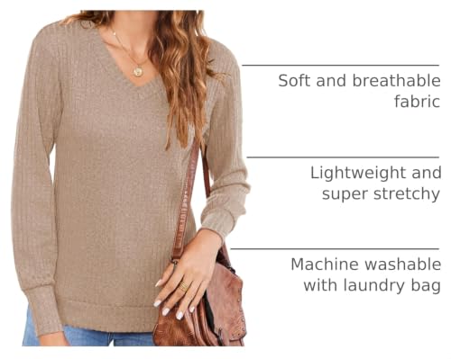 Image of Zeagoo Long Sleeve Shirts for Women V Neck Casual Sweaters Basic Knit 2025 Fall Fashion Pullover Tops
