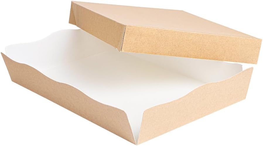 Garcia de Pou – 50 Units – Trays + Lid 'Thepack' 240 g/m2 23 x 17 x 4.5 cm Natural Wavy Cardboard Nano-Micro