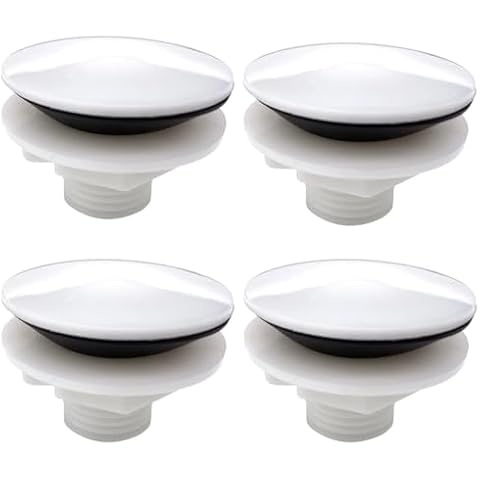 RecDec 4 Pack Kitchen Sink Hole Cover White 1.5'' Cap Screw Mount Stopper Plug with Rubber Sealing Washer for Wash Basin Tap Soap Dispenser Faucet Top Holes Bathroom Cover