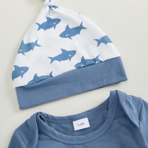 Newborn Baby Boy Fishing Outfit I’m the Cutest Catch Long Sleeve Romper Joggers Pants Hat 3pcs Infant Clothes Set4