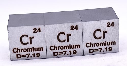 Image of 1 inch 25.4mm Chromium Metal Cube Cr up to 99.9% Pure Periodic Table Element Engraved Density Collection Science Education Display Block Cube + Acrylic Case Box - 1PC