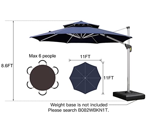 Purple Leaf 11 Feet Patio Umbrella Outdoor Round Umbrella Large Cantilever Umbrella Windproof Offset Umbrella Heavy Duty Sun Umbrella For Garden Deck Pool Patio, Navy Blue #TOP7