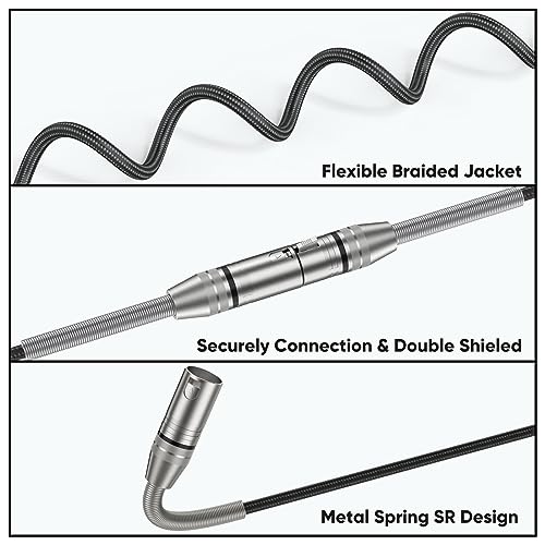 Image of XLR Cable 10FT Microphone Cables XLR Male to Female Heavy Duty Balanced Nylon Braided Microphone Cord Compatible with Speaker Systems, Radio Station and More