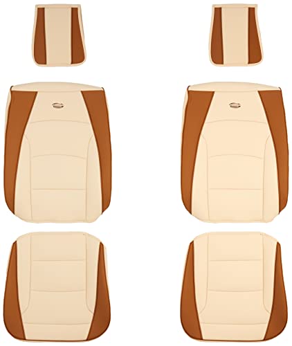 Fh Group Car Seat Covers Front Set Beige Tan Faux Leather Seat Cushions - Car Seat Covers For Low Back Seat, Universal Fit, Automotive Seat Covers, Airbag Compatible Car Seat Cover For Suv, Sedan, Van #TOP1