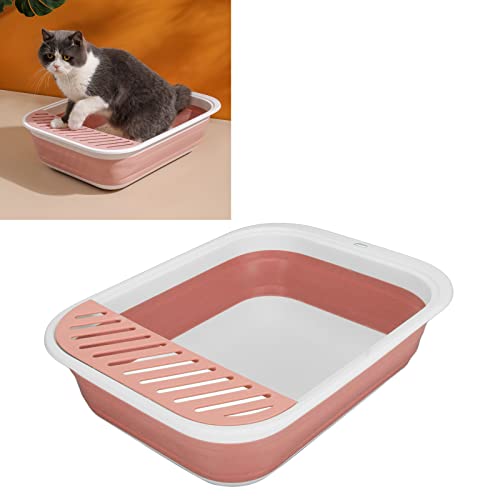Caixa de Areia para Gatos, Toalete Dobrável Portátil Semi-fechado à Prova de Derramamento, Limpeza F