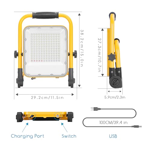 Aigostar - Lampada led ricaricabile,100W Faretto a...