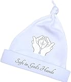 BabyPrem Baby Hut Mütze Kleidung Christlicher Gott 'Safe in God's Hands' Neugeborenes 50-56cm