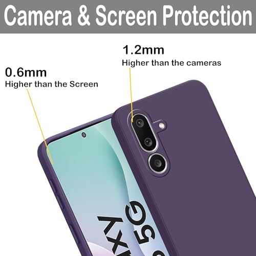 Image of amazon basics Back Cover for Samsung Galaxy M56 5G / Galaxy F56 5G | Ultra Slim Soft Rubberised Case | Matte Silicone Flexible Mobile Case | Camera Protection - Purple
