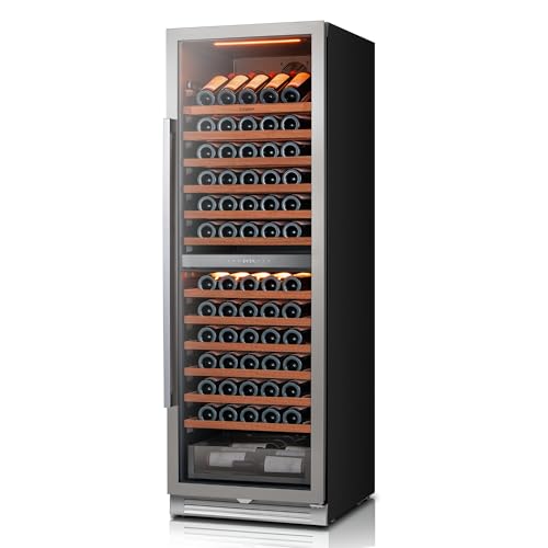 Image of Ca'Lefort 24 Inch Dual Zone Wine Fridge, 155 Bottle Built-In Wine Cooler | 69-Inch Tall Wine Cellar, Quiet Inverter Compressor, 40-65F Temperature Control, Display Shelf, Glide-Out Shelves & Drawer