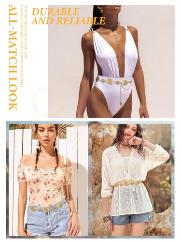 FIORETTO Metal Waist Chain Link Belt for Women Western Cowgirl Boho Turquoise Belts for Dress Jeans Country Concert Outfit4