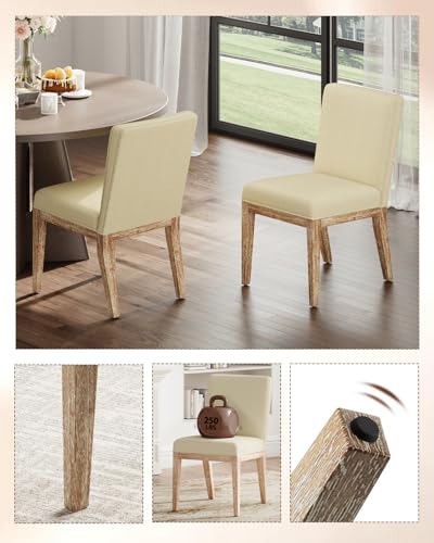 Image of Dining Chairs Set of 6, Modern Fabric Upholstered Dining Room Chair, Farmhouse Kitchen Chair for Restaurant Living Room, Beige