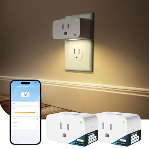 Linkind Matter Smart Plug 2 Pack, Night Lights Plug into Wall, Wo...