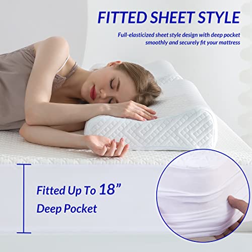 California King Bed Size Waterproof Mattress Protector, Cooling Fitted Mattress Pad Cover, Up To 18'' Deep Pocket, With Breathable 3D Air Fabric #TOP2