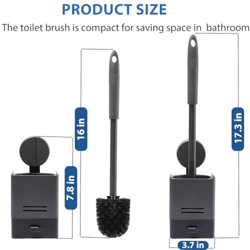 Image of 2Pack Toilet Brush and Holder Set,Suction Cups Wall Mounted Toilet Bowl Brush with Hideaway Caddy for Smooth Tiles /Glass,Toilet Cleaner Brush with Drip Tray for Bathroom Toilet RV Yacht Cleaning