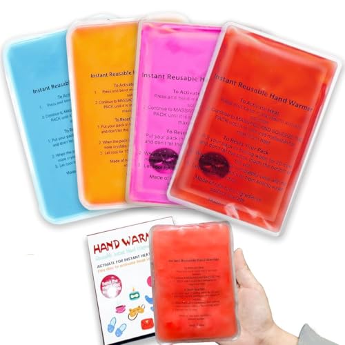 Scaldamani riutilizzabili con chiusura a scatto, scaldamani in gel per campeggio, per esterni, interni, lavoro, studio, campeggio, regali caldi