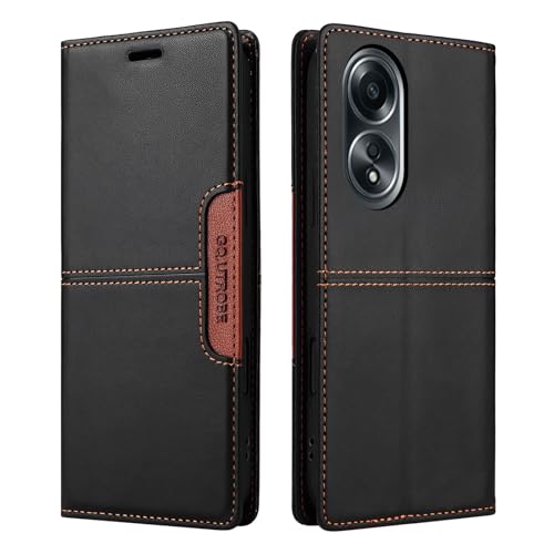 NETANY Handyhülle Kompatibel mit Oppo A58 4G Handyhülle mit Kartenhalter, Brieftaschenhalterfunktion, magnetischer Klappe, Premium-Lederklappen-Geldbörse, PU-Lederhüllenschutz (Schwarz)