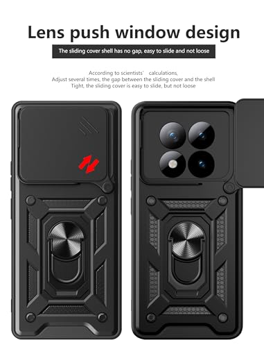 Image of Tough Armor Bumper Back Cover Case for Mi Redmi Note 15 Pro Plus 5G | Sliding Camera Cover, Kickstand & Ring Holder 360 Degree Protection Back Cover for Redmi Note 15 Pro Plus 5G - Black