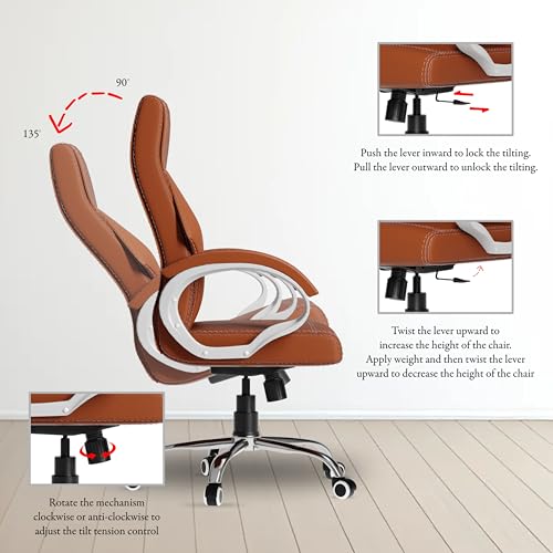 Image of FUGO FG21 Ergonomic Office Chair,Adjustable Height,Cushioned Back&Seat,Tilting Mechanism,Heavy Duty Metal Base,Dual Nylon Casters,Comfortable Desk Chair for Work,Home Office,3-Year Warranty (Tan)
