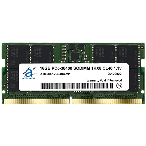 Adamanta 16 GB (1 x 16 GB) compatível com Dell G15 Gaming 5520 DDR5 4800MHz PC5-38400 SODIMM 1Rx8 CL40 1.1v 262 pinos módulo de memória RAM para notebook