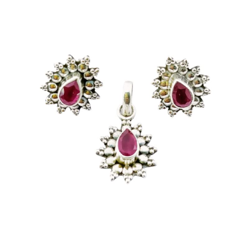 Paan Shape Or Heart Shape Pendant Set With Ruby,Emerald,Black Onyx,Pearl Stone In 925 Sterling Silver-image-45