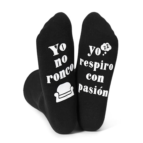 Faneeyo Meias engraçadas para homens, meias antiderrapantes, presentes de aniversário para homens, Natal, Dia do Pai, Presentes para pai marido namorado, Preto Eu não ressonar