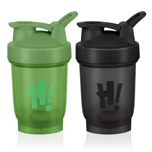 AOOWU Protein Shaker, 2PCS 350ml Proteína Shaker a Prueba de Fugas, Botella Mezcladora de Batidos de Proteínas con Bola Mezcladora, Diseño de Volteo, Adecuado para Deportes y Fitness(Verde + Negro) AOOWU Protein Shaker, 2PCS 350ml Proteína Shaker a Prueba de Fugas, Botella Mezcladora de Batidos de Proteínas con Bola Mezcladora, Diseño de Volteo, Adecuado para Deportes y Fitness(Verde + Negro)