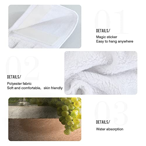 Boccsty Wine Glasses Hanging Kitchen Towels 2 Pieces Grapes Fruits Dish Cloth Tie Towels Hand Towel Tea Bar Towels For Bathroom Farmhous Housewarming Tabletop Home #TOP4