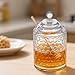 TPSUIPA 9 oz Clear Crystal Glass Honey Pot with 2 Dipper Sticks - No Drip Honey Dispenser Jar with Lid, Syrup Honey Container for Home Kitchen Storage Holder