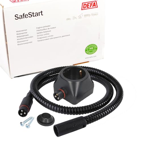 DEFA 460804 Verbindungskabel Innen Schwarz 2m 230V + 460829 Steckdose (Set 2-teilig)
