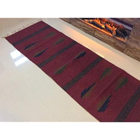 Eco Friendly Tribal Ethnic Dark Red Runner Rug Cover