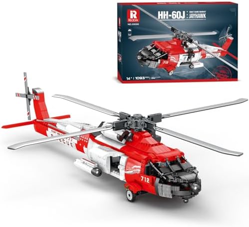 Reobrix 33026 HH-60J Jayhawk Model Building Kit, Rescue Helicopter Building Block Set, Rescue Airplane Toy Gift for Teens 14+ and Adults, 1093 PCS