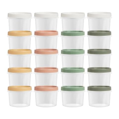 Annaklin Screw Top Containers for Food 16 Oz, 20 Pack, 2 Cup Storage Containers with Lid, Reusable Twist Top Containers Twist Lock Stackable Round Twist Cap Plastic Freezer Container for Soup, 5-Color Cover